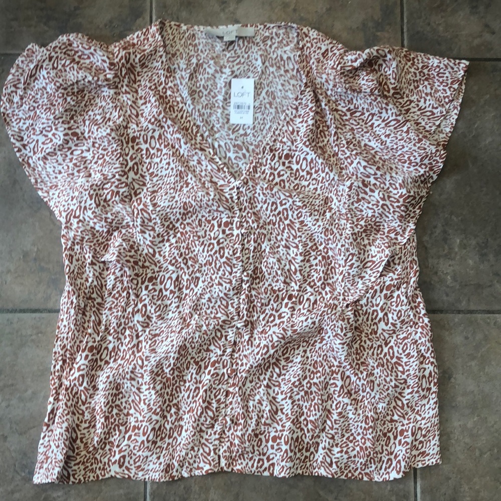 Loft flutter sleeve blouse NWT!